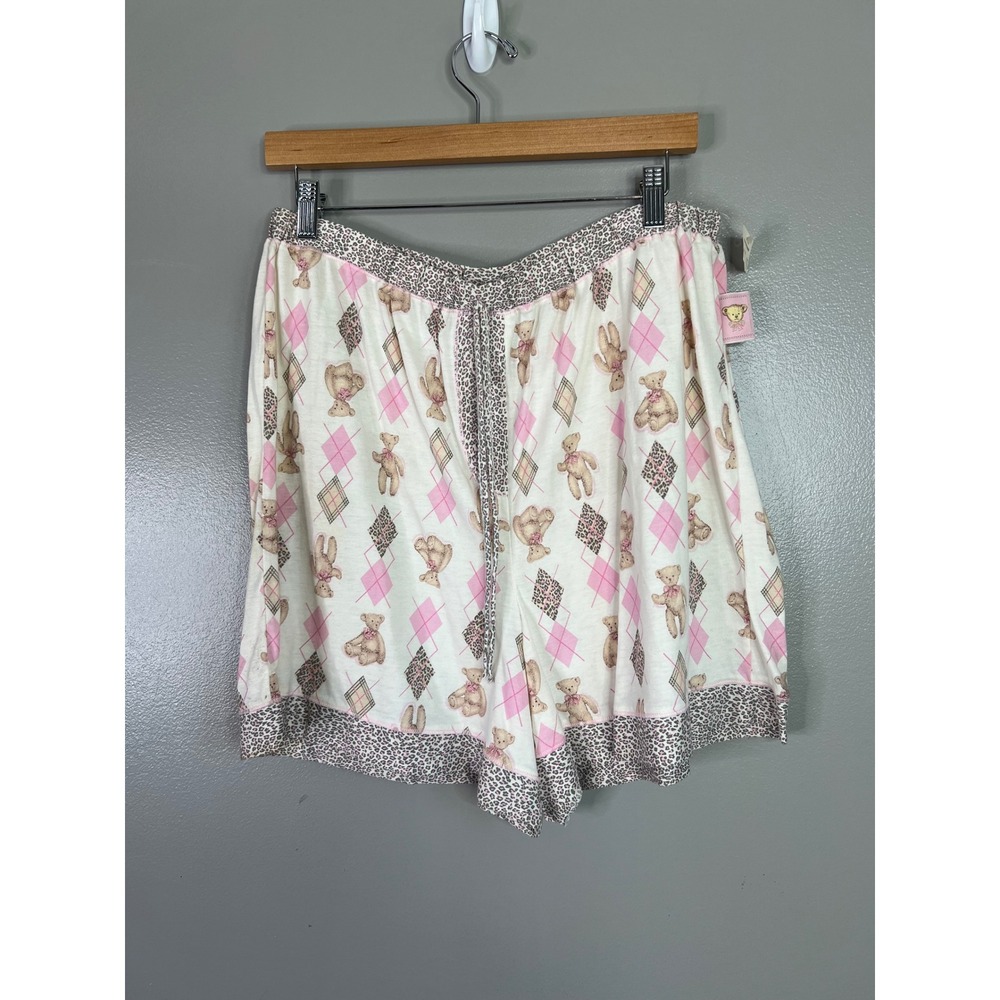 Secret Treasures argyle bear animal print sleep shorts size 1XL loungewear